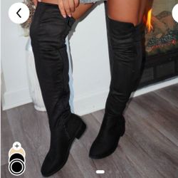 Thigh high boots wide leg