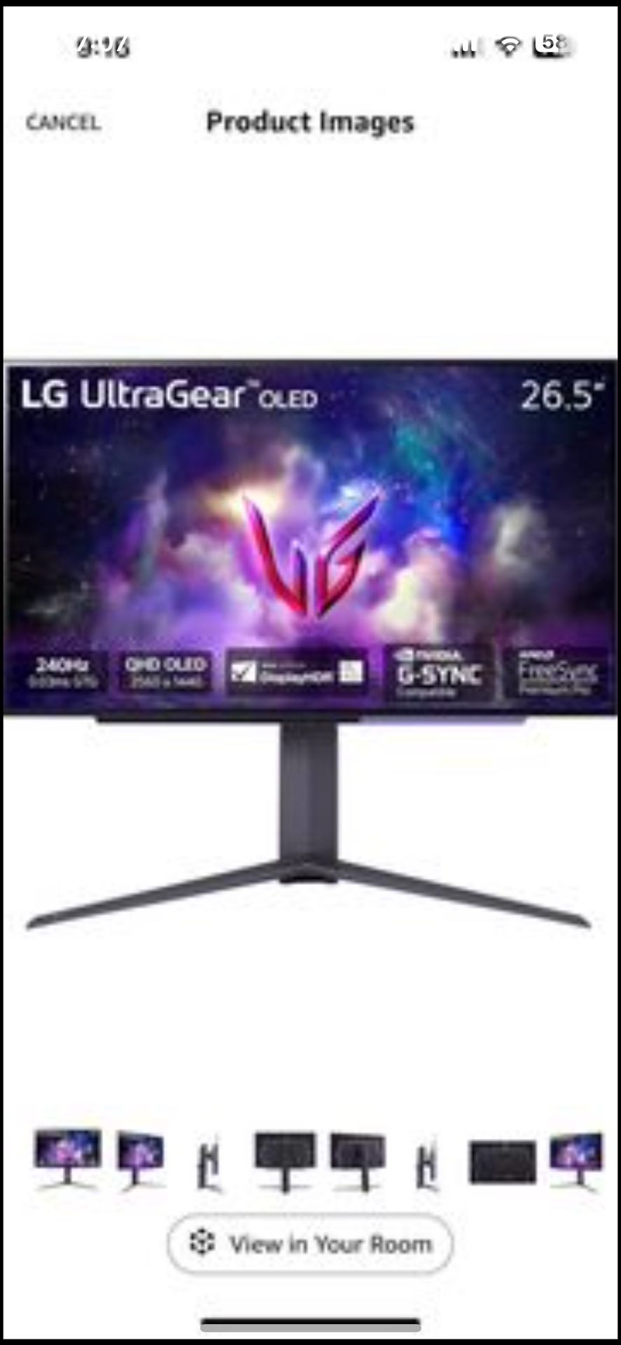 OLED MONITOR - LG 27GR95QE-B, 27”, 240hz. No scratches or damage.