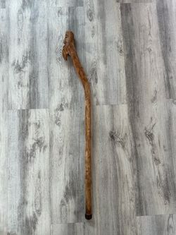 Vintage Hand-Carved "Wood Spirit" Walking Stick – 39" Folk Art Staff