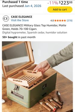 CASE ELEGANCE MILITARY GLASS TOP HUMIDOR