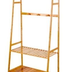 Bamboo Clothes Rack Shelf 