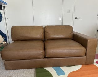 West Elm Urban Leather Sofa Section – Cognac/Brown Leather