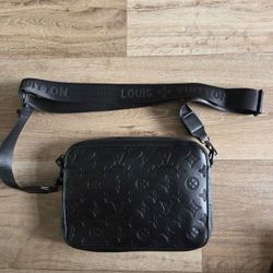 black genuine leather crossbody bag new