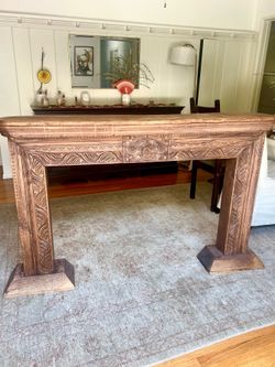 Bali Inspired Wood Fireplace Mantle