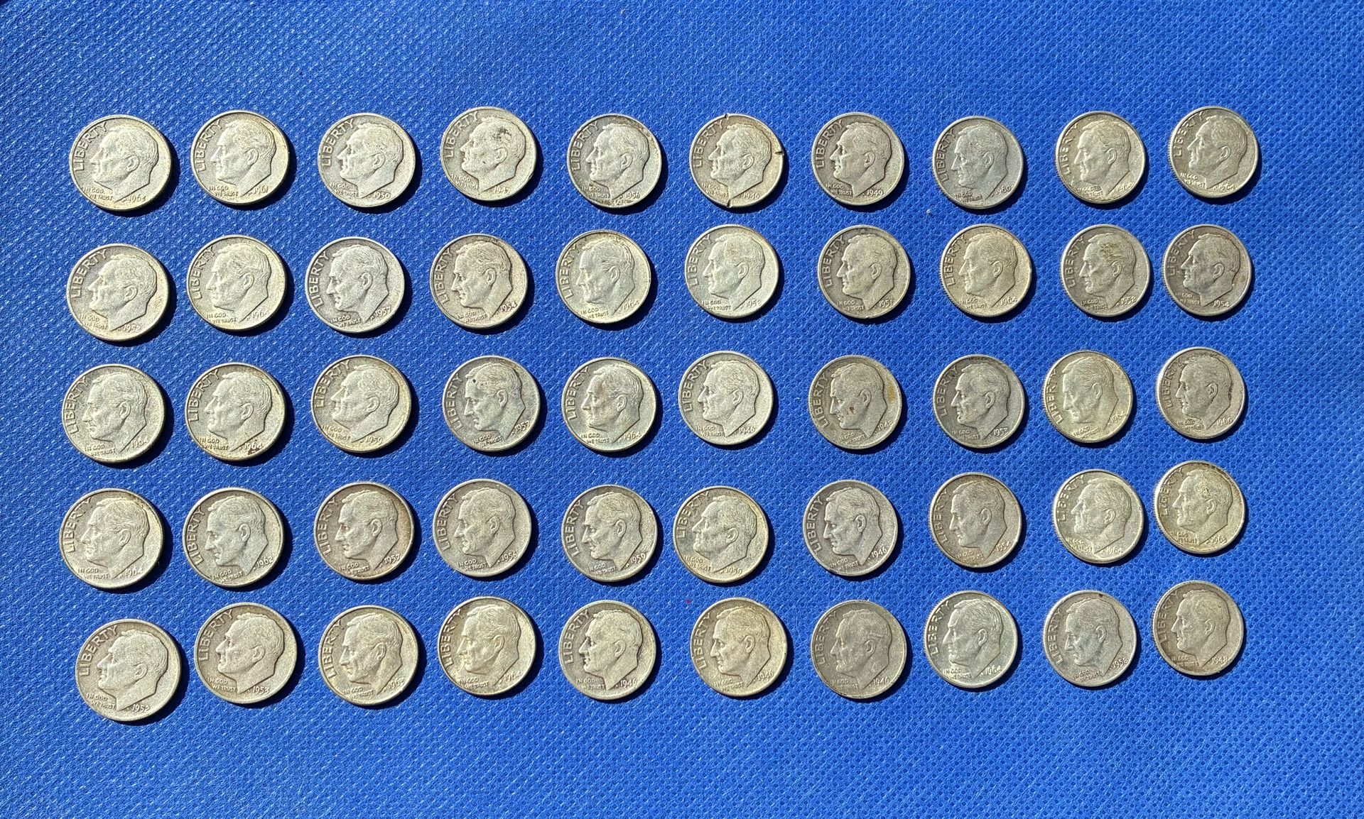 50 SILVER DIMES 1 Roll