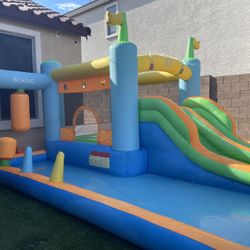 BOUNTECH Inflatable Water Slide, Boxing Themed Water Bounce House with Double Waterslides 