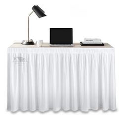 White Desk skirt with split corners & Ties.