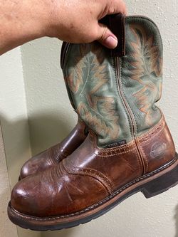 Justin Stampede Collection Rugged Tan Round Steel Toe boots SZ. 11.5