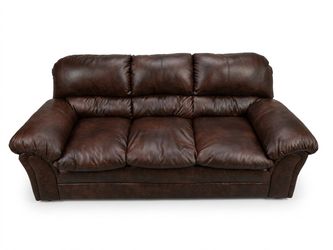 Plush Brown Faux Leather / Bonded Leather Sofa & Loveseat Set