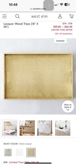 West Elm Lacquer Gold Tray