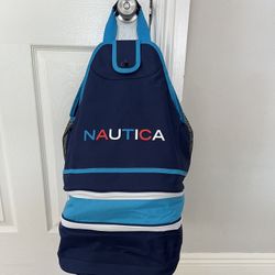 New Nautica Collapsible Beach Cooler Tote Mesh Backpack