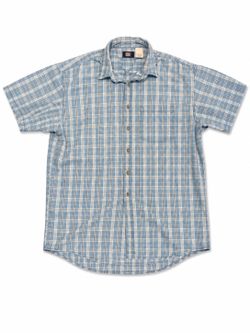 Faded Glory Blue Plaid Button-Up Shirt Men’s XL Fits Large Short Sleeve