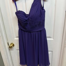 Morí Lee Purple Madeline Gardener Chiffon One Shoulder Strap Formal Dress Size 10 Good Condition 