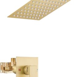 Airuida Shower Faucet Set Bathroom Rain Shower System SUS304 Stainless Steel Single Handle With Male Threads Rough-in Valve Shower Trim Kit 8 Inch Wal