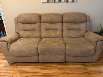 3-Seat Reclining Sofa in Tan Microfiber