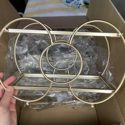 Gold Trim Bow Tabletop Shelf NWT
