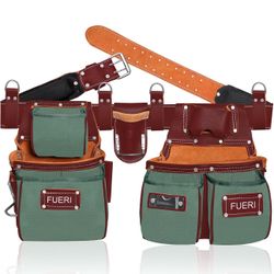 New Electrician's Heavy Duty Tool Belt for Men, Made of Thick Leather and Durable Nylon, Comes with Adjustable Padded Tool Belt, Storage Capacity Tool