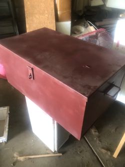 Maroon metal tool box