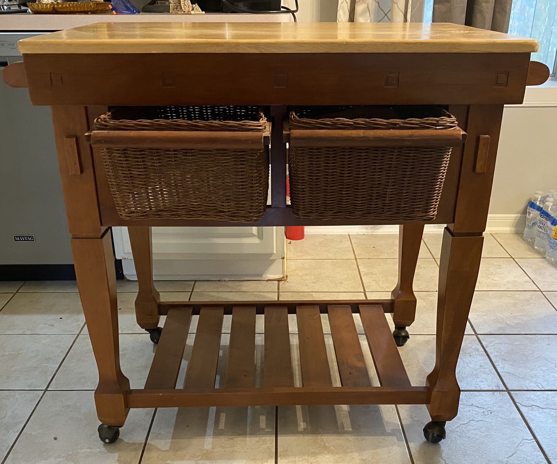 Rolling Kitchen Cart With Butchers Block
