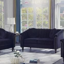 Black Microfiber Modern Style Three Piece Couch Set 