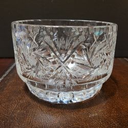 Vintage Heavy Cut Crystal Star of Davud Pinwheel Bowl
