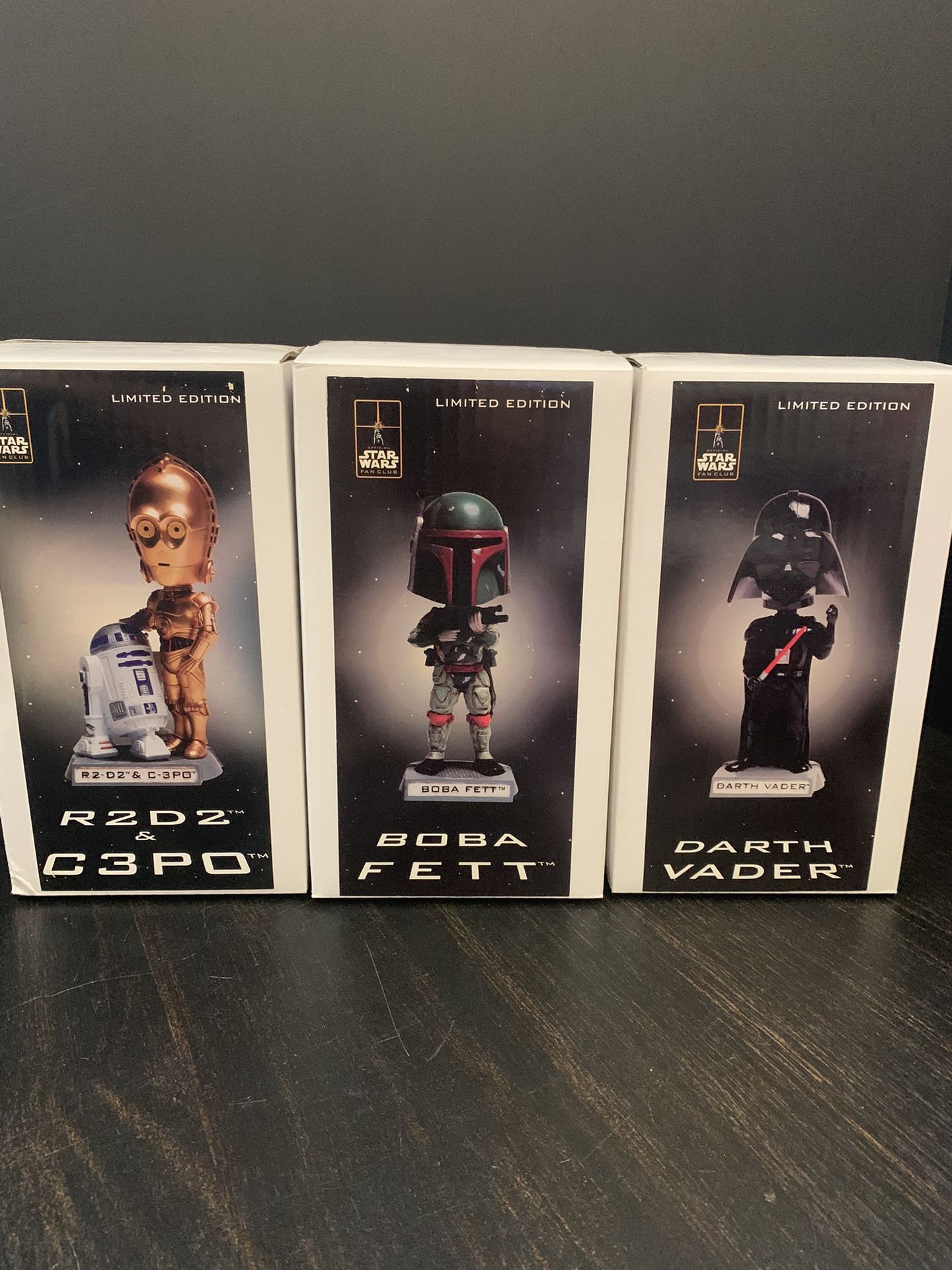 Star Wars Bobbleheads. 3 Limited Edition Exclusive Star Wars Fan Club 2002