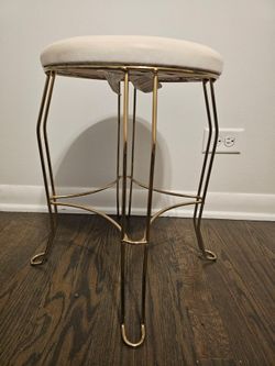 Vintage style brass stool with white/cream seat