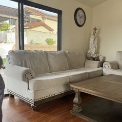 Living Room Set for Sale – Sofa, Loveseat & Solid Wood Coffee Table