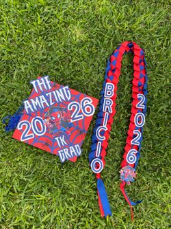 Grad cap and grad lei set