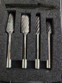 MATCO TOOLS  STANDARD LENGTH CARBIDE BURR SET, 1/4" SHANK, SINGLE CUT, 4PC
