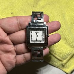 Fendi Quadro Stainless Steel Silver Dial Wristwatch