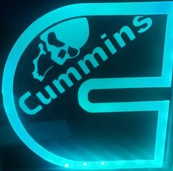 Skull cummins etched lighted mirror
