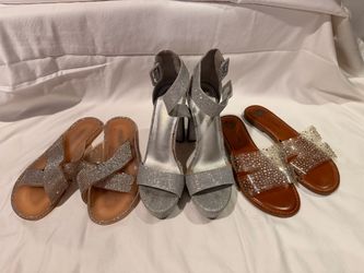 Lot of 3 Women's Embellished Sandals and Heels