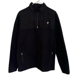 Fila Sport Jacket Mens Size XL Black 1/4 Zip Pullover Live In Motion