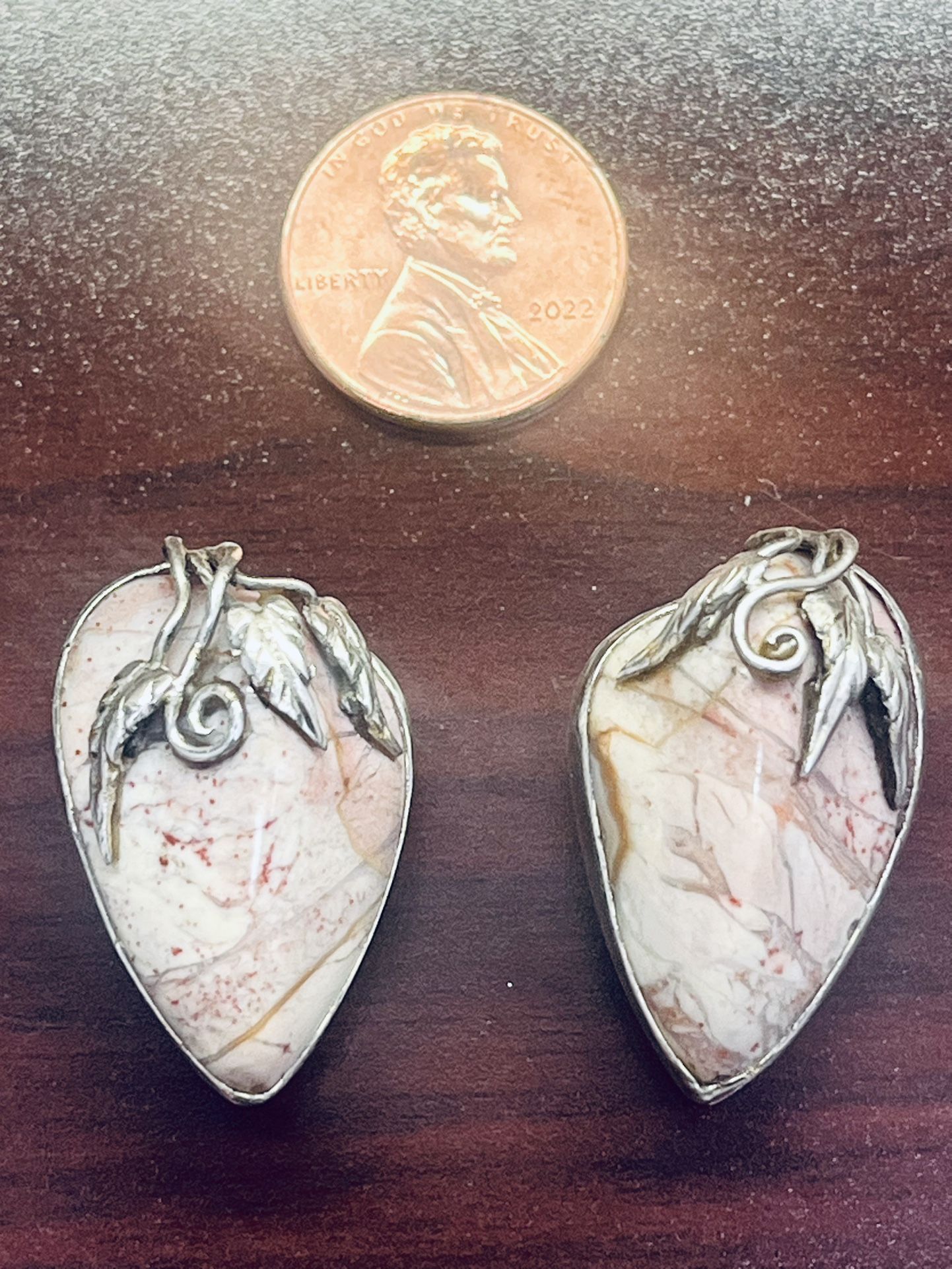 Vintage Pink Opal (Agate) Sterling Clip On Earrings