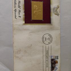 1995 USPS First Day Of Issue 22kt Gold Stamp Replica Commemorating WWII