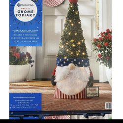 Members Mark 40” Tall Pre-Lit 4th Of July Gnome Topiary Brand New In Box 