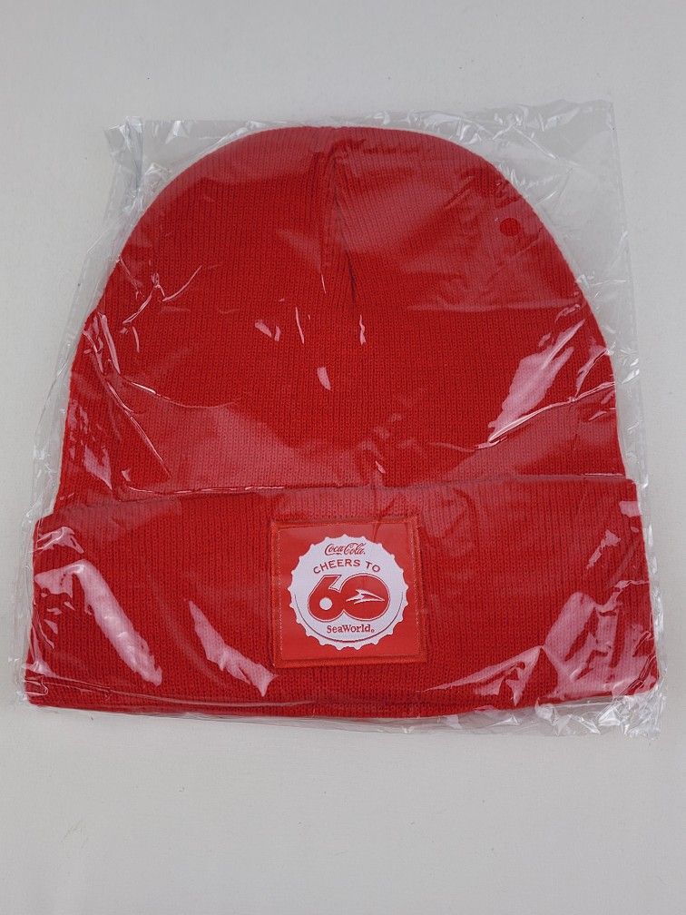 Coca Cola 2024 Cheers To SeaWorld 60th Anniversary Pass Member Red Beanie Skully