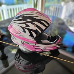 💖🏍️ Vega Viper Full-Face Motorcycle / Dirt Bike Helmet – Pink / Black / White (Size L) 🏍️💖