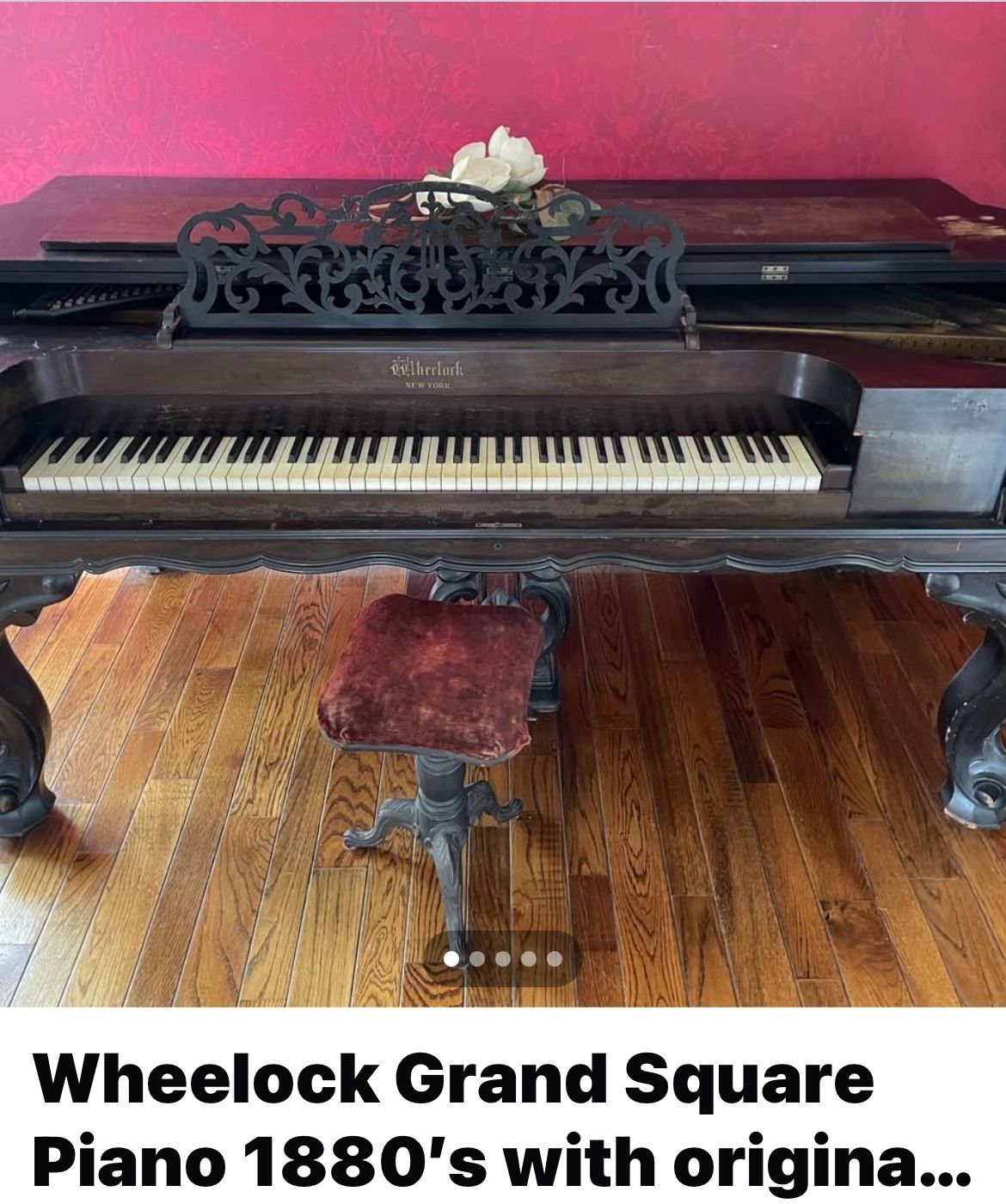 Wheelock Grand Square Piano 1880’s with original Bench!