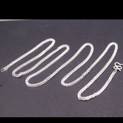 Pure .999 Fine Silver Chain 2mm Wheat Link Necklace 19.7 inches 