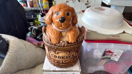 A adorable vintage puppy cookie jar
