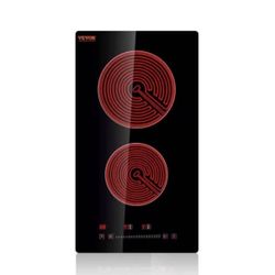 Built in Electric Stove Top 12 in. 2 Burners Glass Radiant Cooktop with Sensor Touch Control, Timer and Child Lock,Black