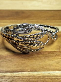 Carolyn Pollack Sterling Silver Lasting Connections Hinged Cuff Bracelet , 8"
