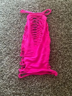 Hot Pink Distressed Mini Dress