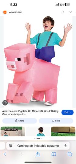 Kids Minecraft Pig inflatable costume
