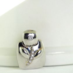 CHIMENTO 18k White Gold Diamond Floral Women Pendant 8.7g Italy Fine Jewelry