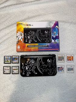 New Nintendo 3DS Xl Solgaleo Lunala Black Edition & Games