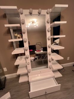 Vanity with shelves