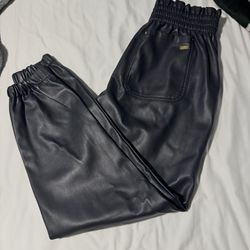 JLO cozy Leather Jogger Pants 
